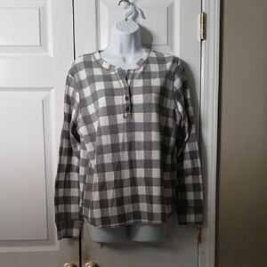 Warm Essentials by Cuddle Duds gray white thermal long sleeve top Sz XL NWOT